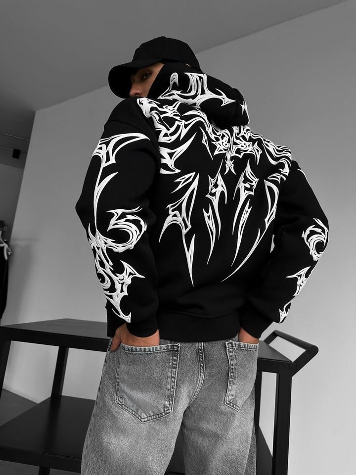 Didelis Mafia Tribalinė Hoodie - Juoda