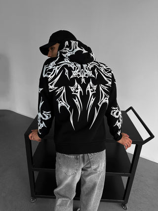 Didelis Mafia Tribalinė Hoodie - Juoda