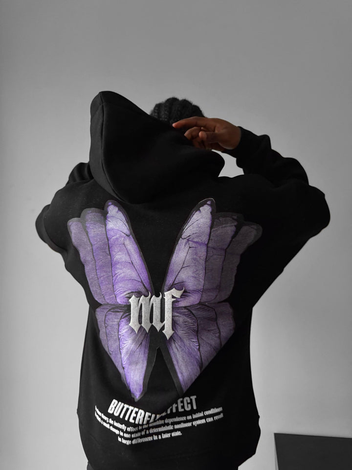 Didelis Drugelio Efekto Hoodie - Juodas
