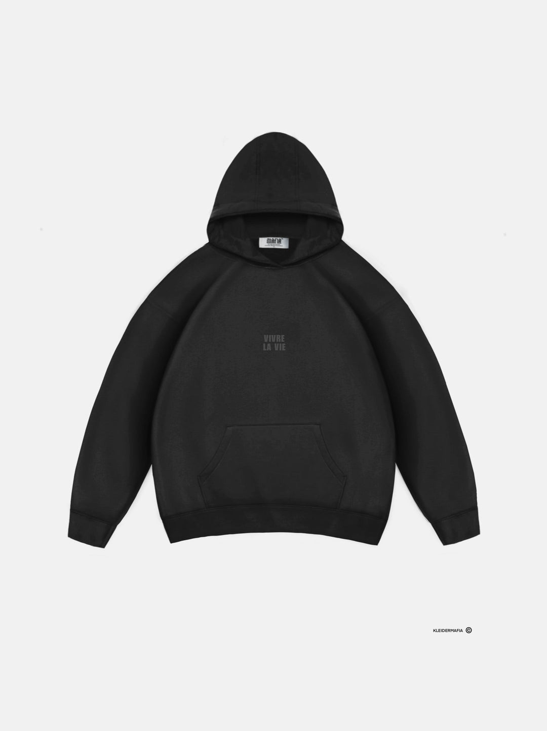 Oversize Vivre La Vie Hoodie - Juoda ir Pilka