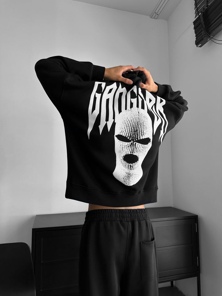 Didelio dydžio gangsterių džemperis - Juodas