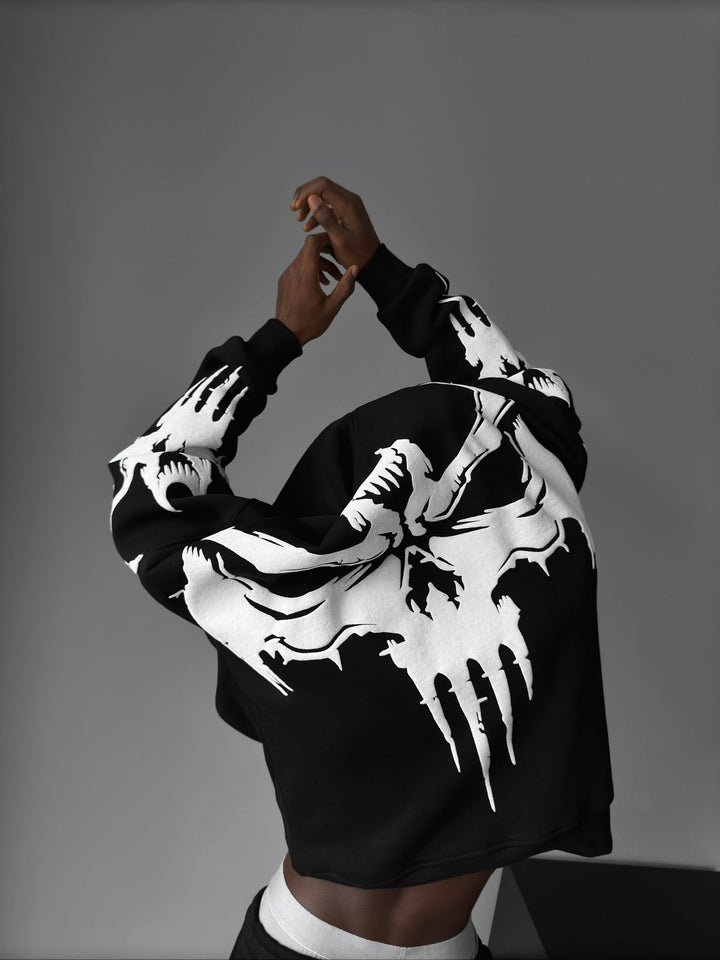 Oversize Ghost Hoodie - Juoda
