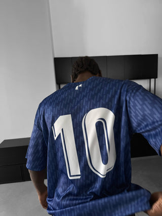 Oversize Mafia Trikot T-Shirt - Mėlyna