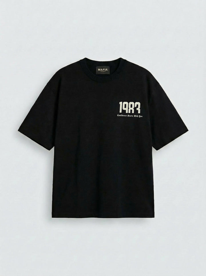 Oversize 1983 marškinėliai - Juodi