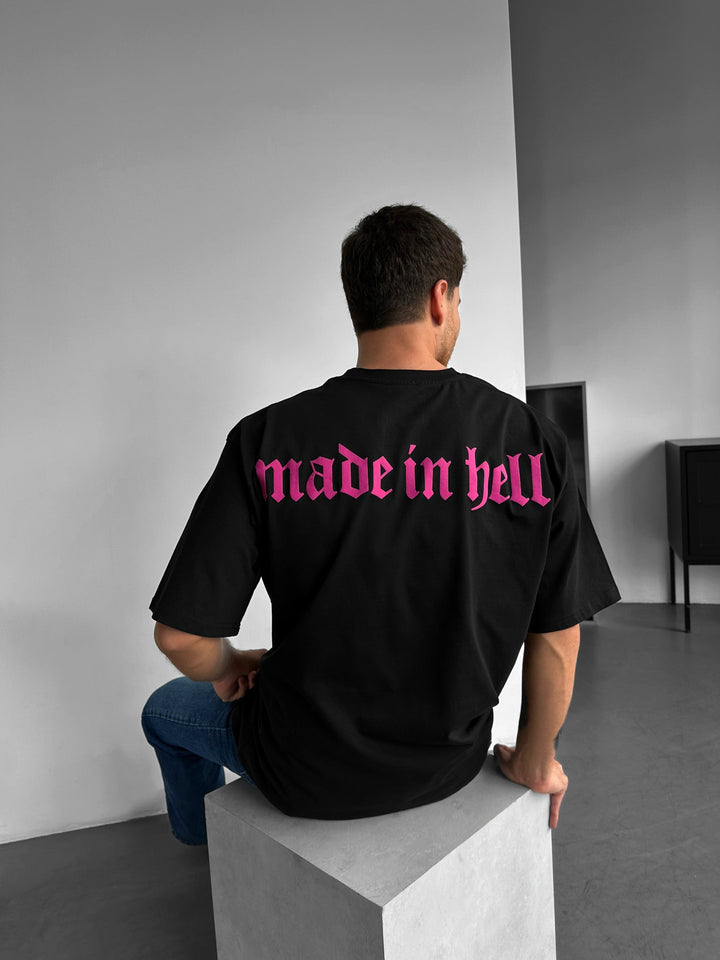 Didelis T-shirt "Pagaminta pragarė" - Juoda ir Lila