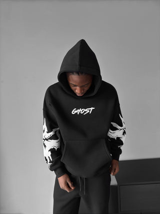 Oversize Ghost Hoodie - Juoda