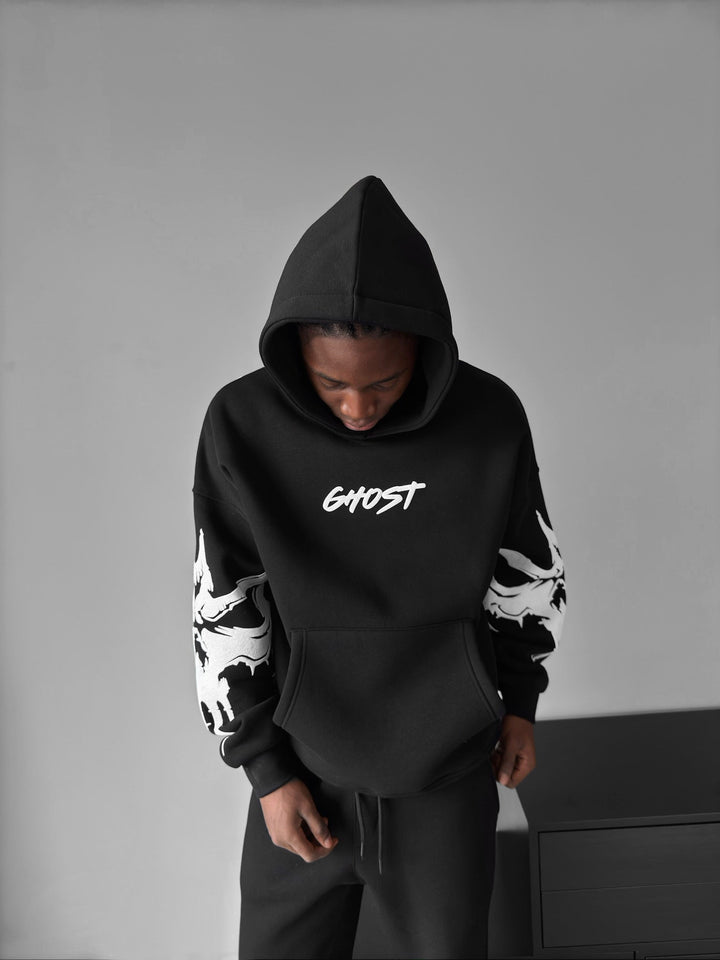 Oversize Ghost Hoodie - Juoda