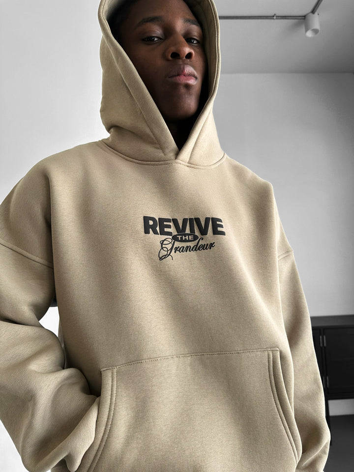 Oversize Revive Hoodie - Paprasta taupe