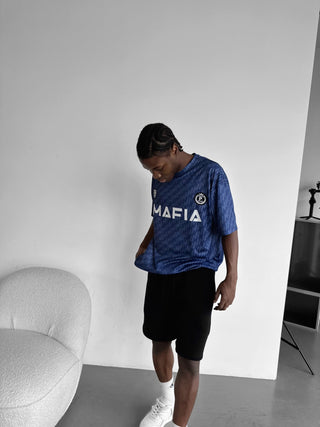 Oversize Mafia Trikot T-Shirt - Mėlyna