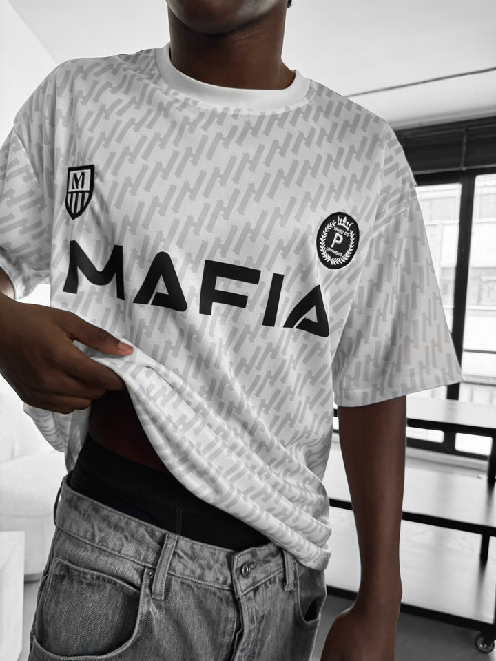 Oversize Mafia Trikot T-Shirt - Baltas