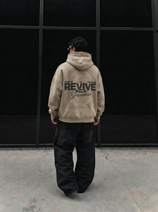 Oversize Revive Hoodie - Paprasta taupe