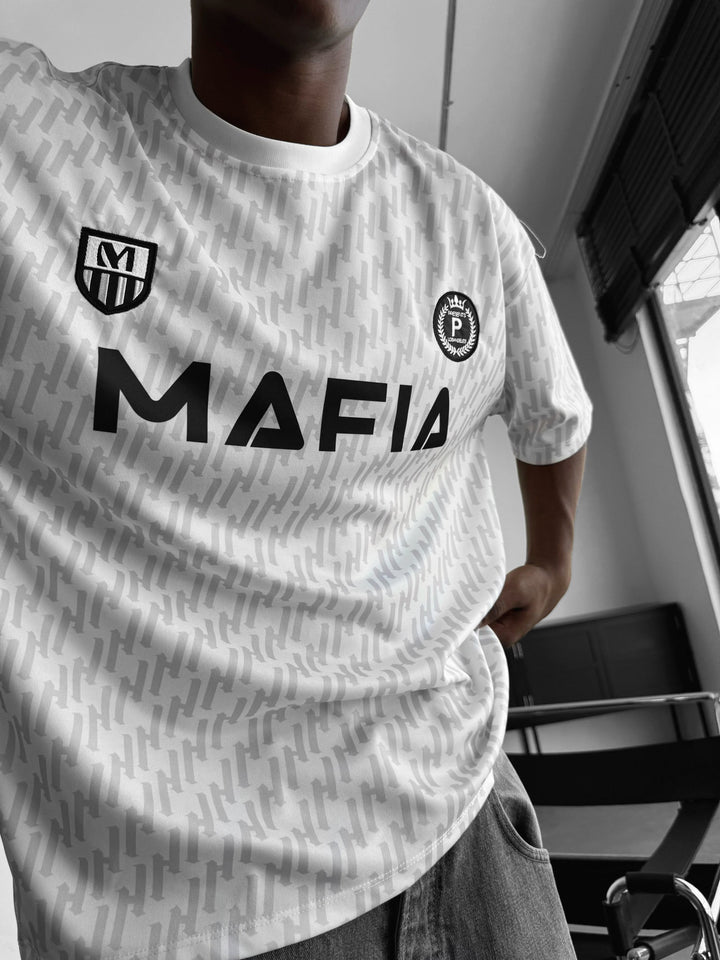 Oversize Mafia Trikot T-Shirt - Baltas