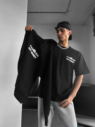 Oversize Get Money marškinėliai - Juodi