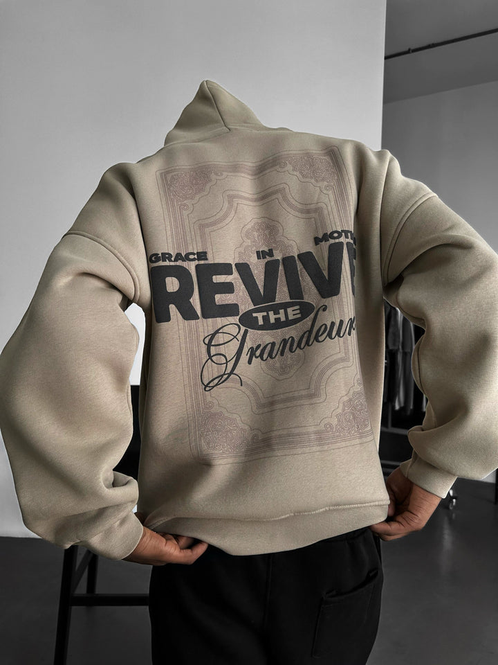 Oversize Revive Hoodie - Paprasta taupe
