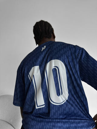 Oversize Mafia Trikot T-Shirt - Mėlyna