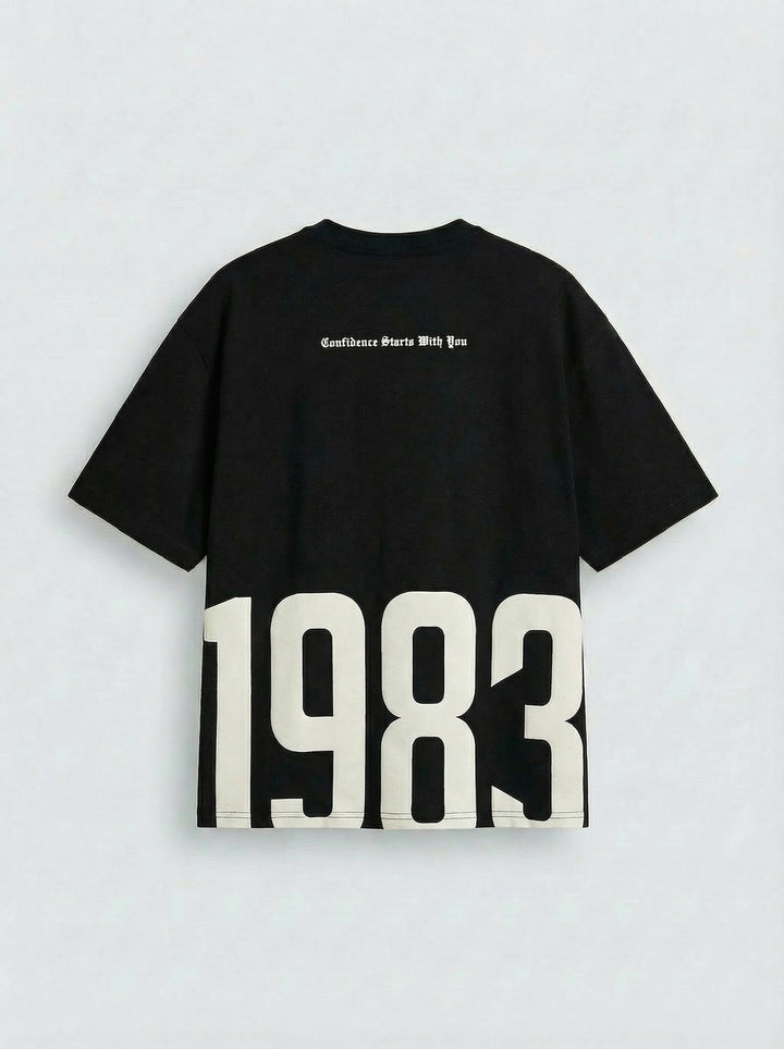 Oversize 1983 marškinėliai - Juodi