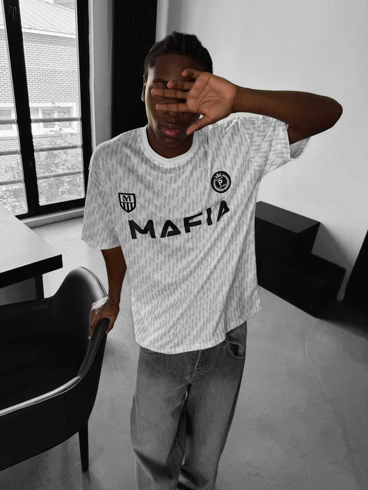 Oversize Mafia Trikot T-Shirt - Baltas