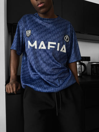 Oversize Mafia Trikot T-Shirt - Mėlyna