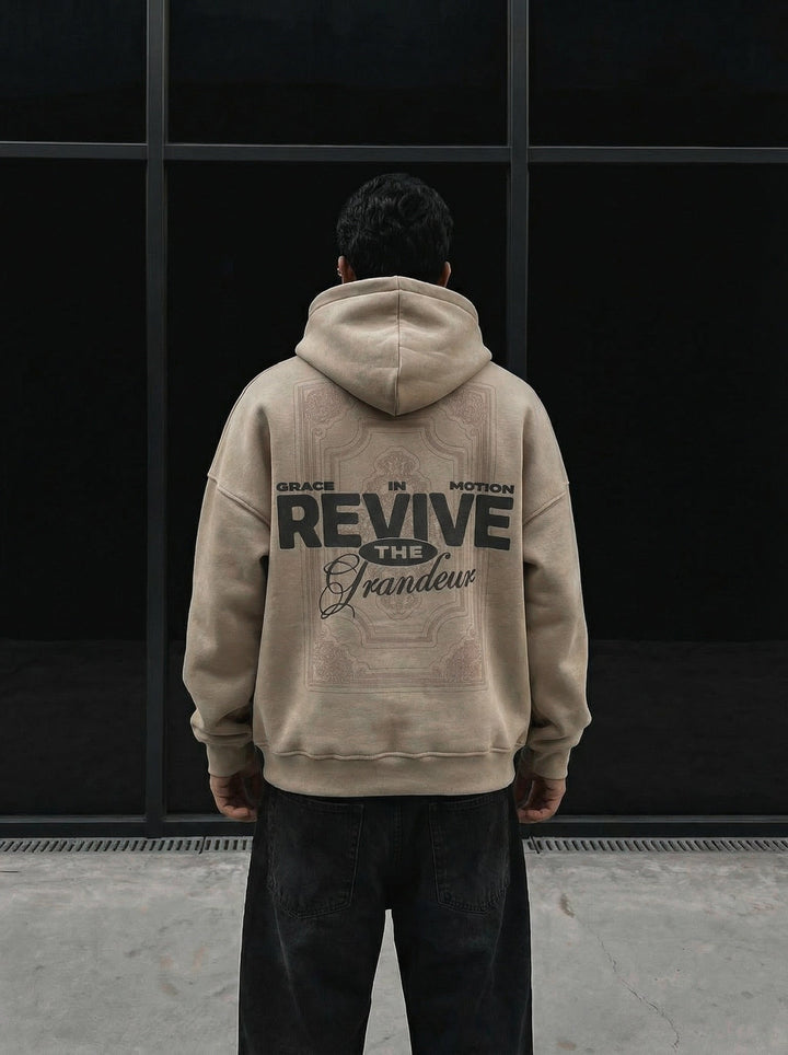Oversize Revive Hoodie - Paprasta taupe