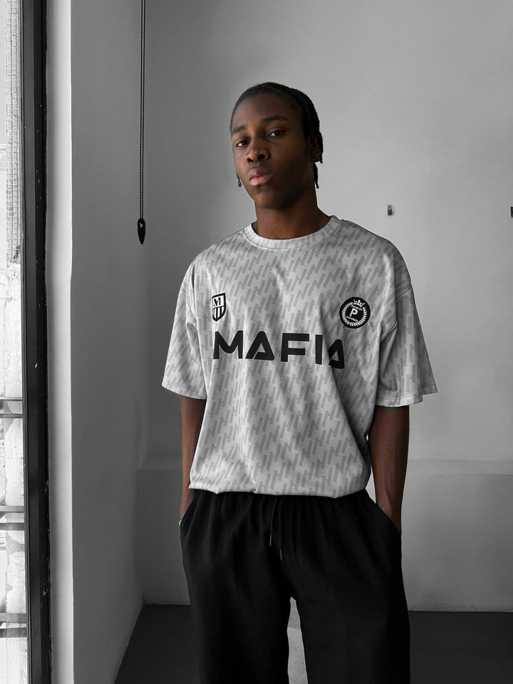 Oversize Mafia Trikot T-Shirt - Pilka