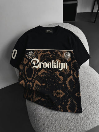 Didelis Brooklyn marškinėliai - Juodi ir Rudi