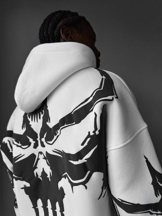 Oversize Ghost Hoodie - Baltas