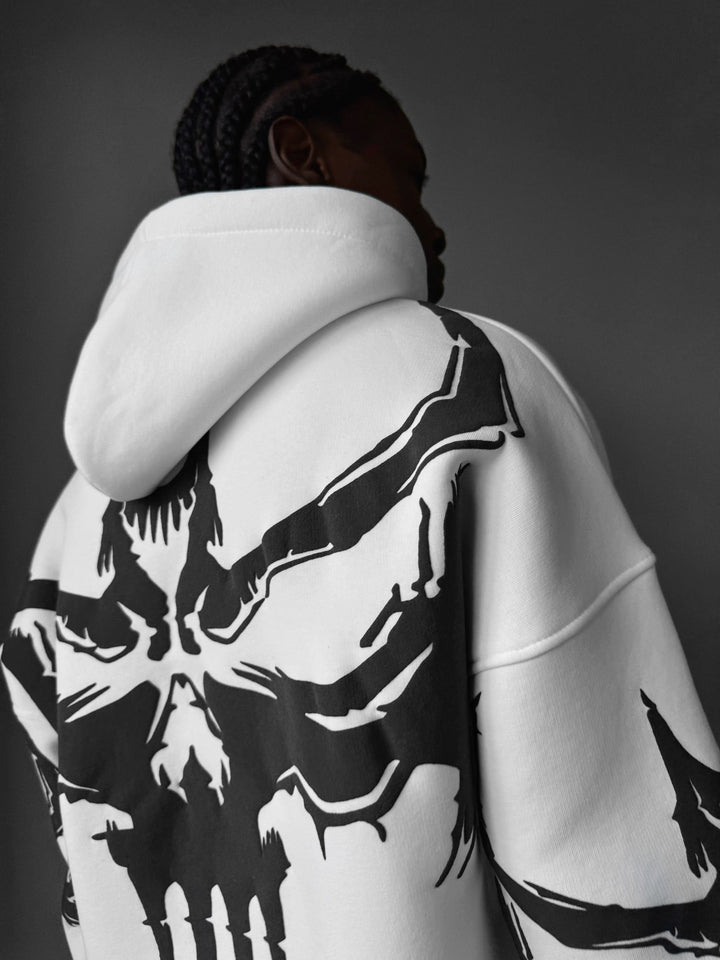 Oversize Ghost Hoodie - Baltas