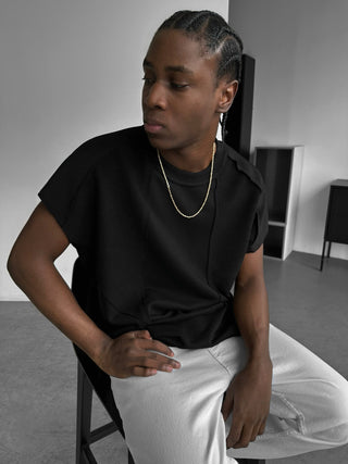Per didelės Batwing siūlės T-shirt - Juoda