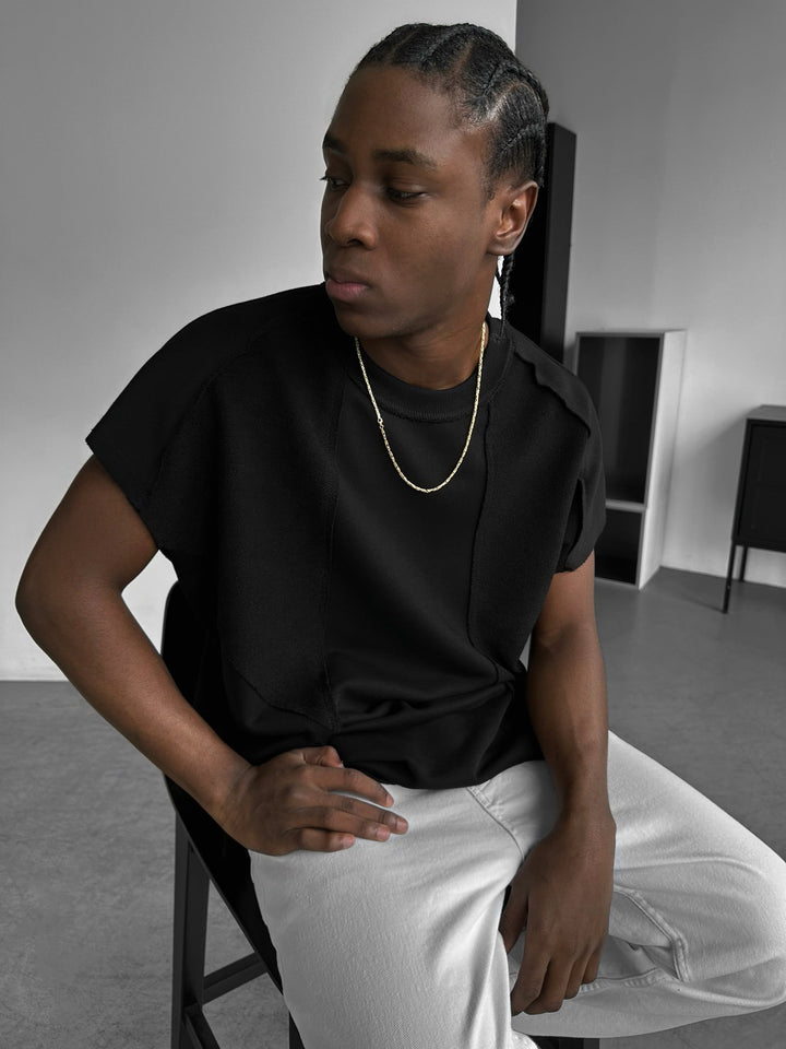 Per didelės Batwing siūlės T-shirt - Juoda