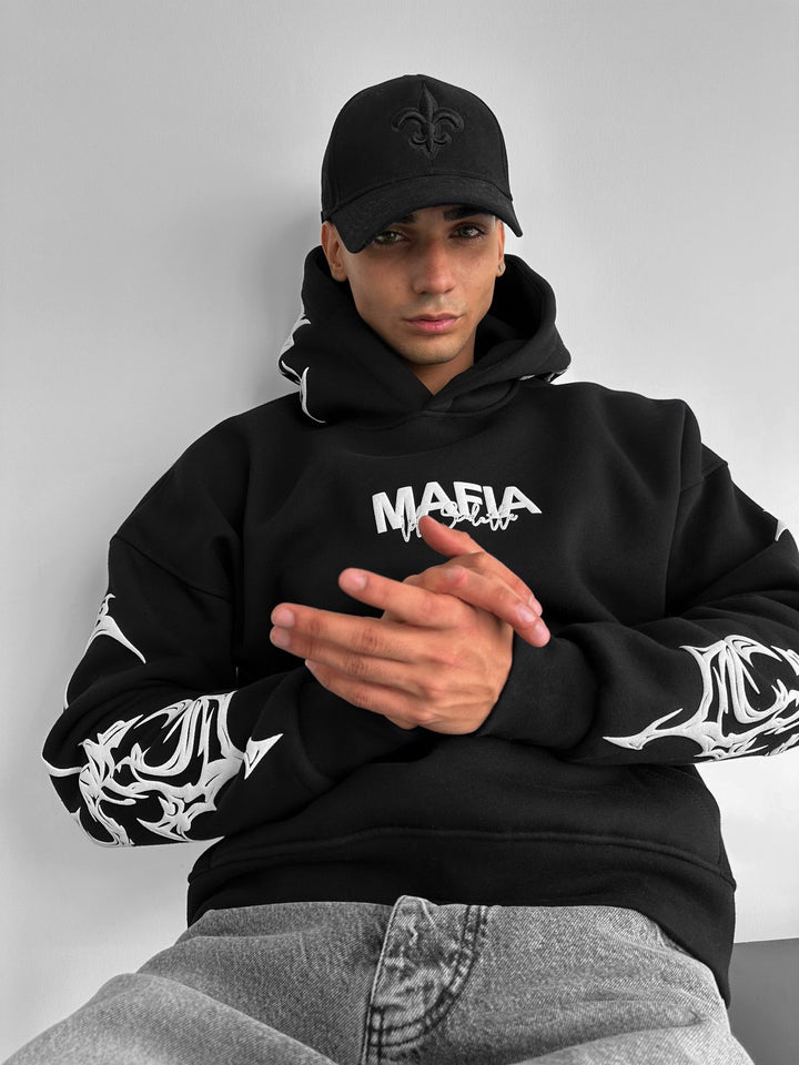 Didelis Mafia Tribalinė Hoodie - Juoda
