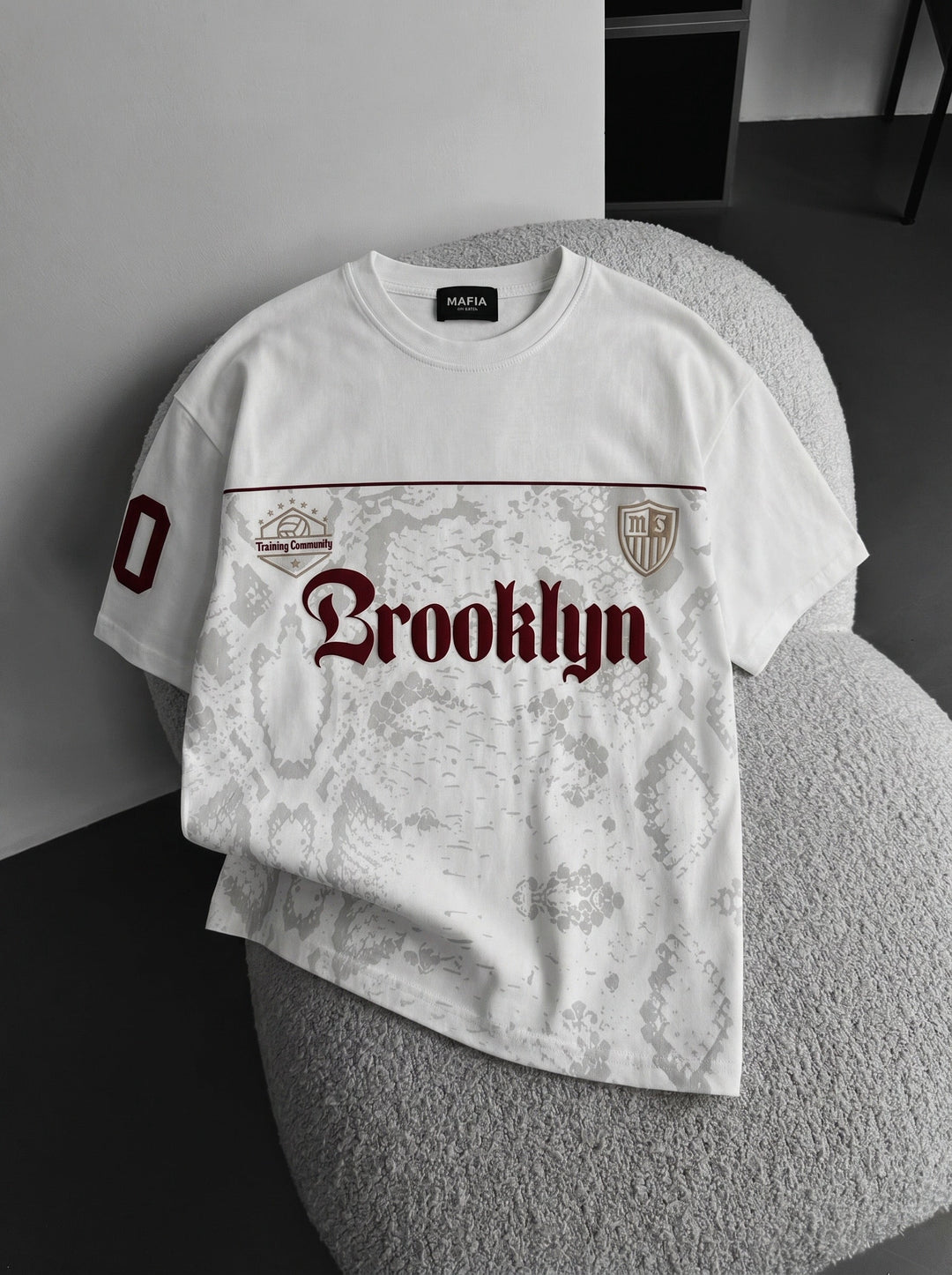 Oversize Brooklyn T-shirt - Ecru ir Bordeaux