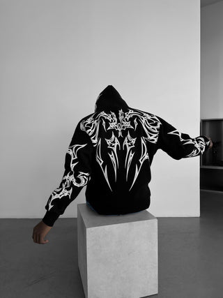 Didelis Mafia Tribalinė Hoodie - Juoda
