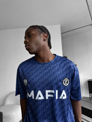 Oversize Mafia Trikot T-Shirt - Mėlyna