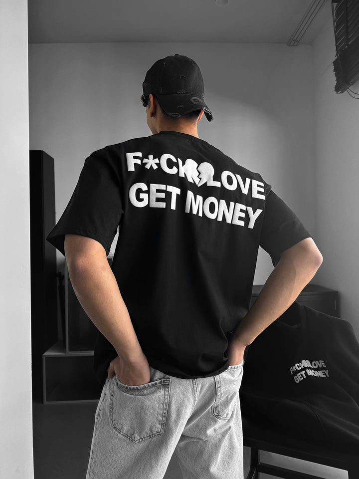 Oversize Get Money marškinėliai - Juodi