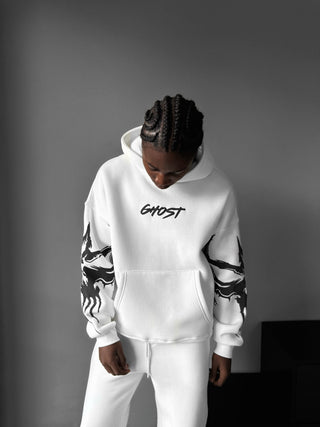 Oversize Ghost Hoodie - Baltas