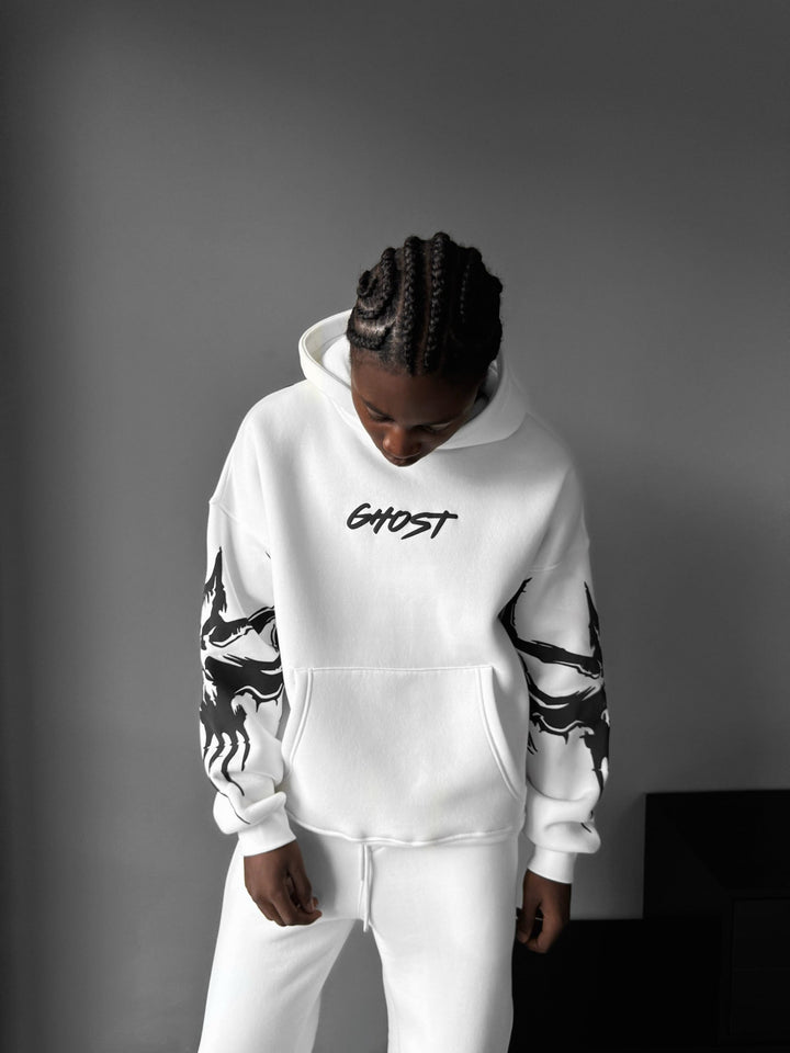 Oversize Ghost Hoodie - Baltas