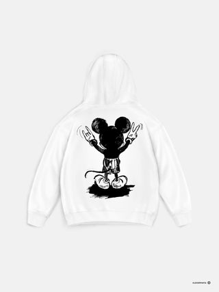 Didelis Pelės Hoodie - Balta