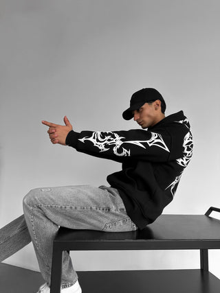 Didelis Mafia Tribalinė Hoodie - Juoda