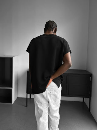 Per didelės Batwing siūlės T-shirt - Juoda