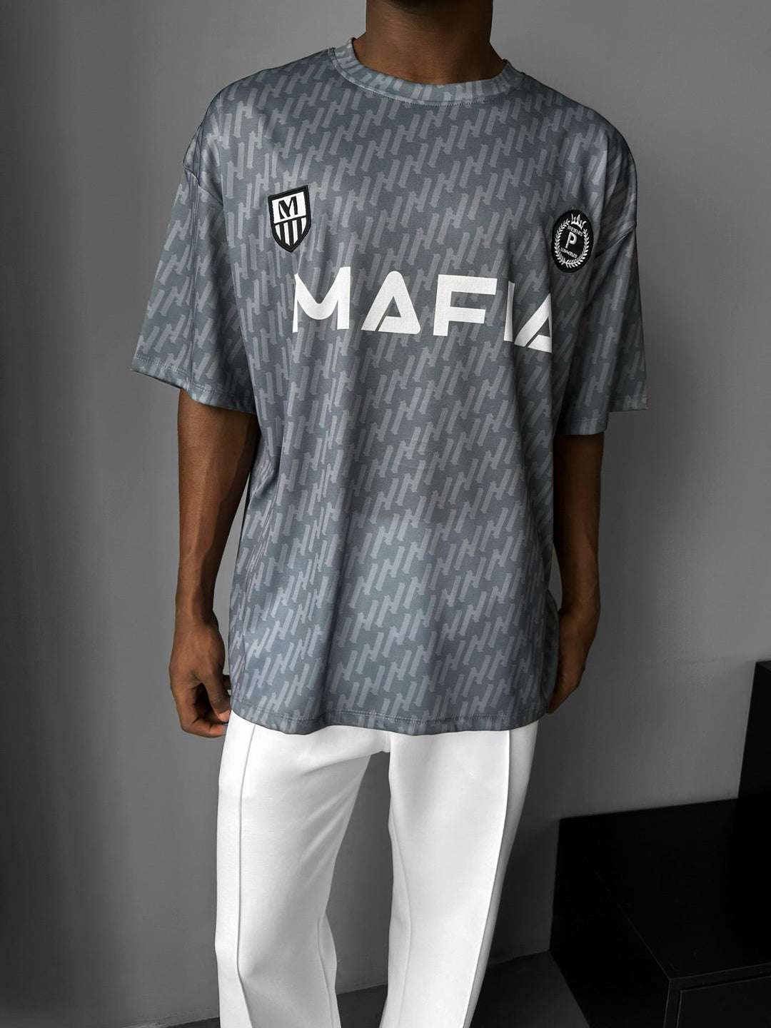 Oversize Mafia Trikot T-Shirt - Antracitas