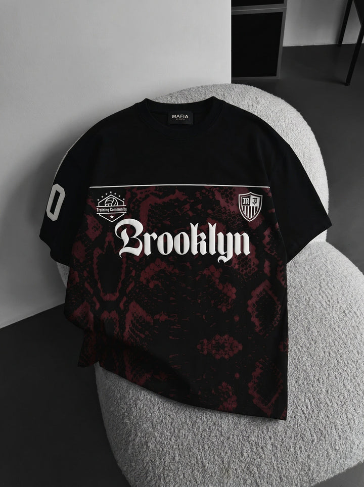 Didelio dydžio Brooklyn marškinėliai - Juodi ir Bordo
