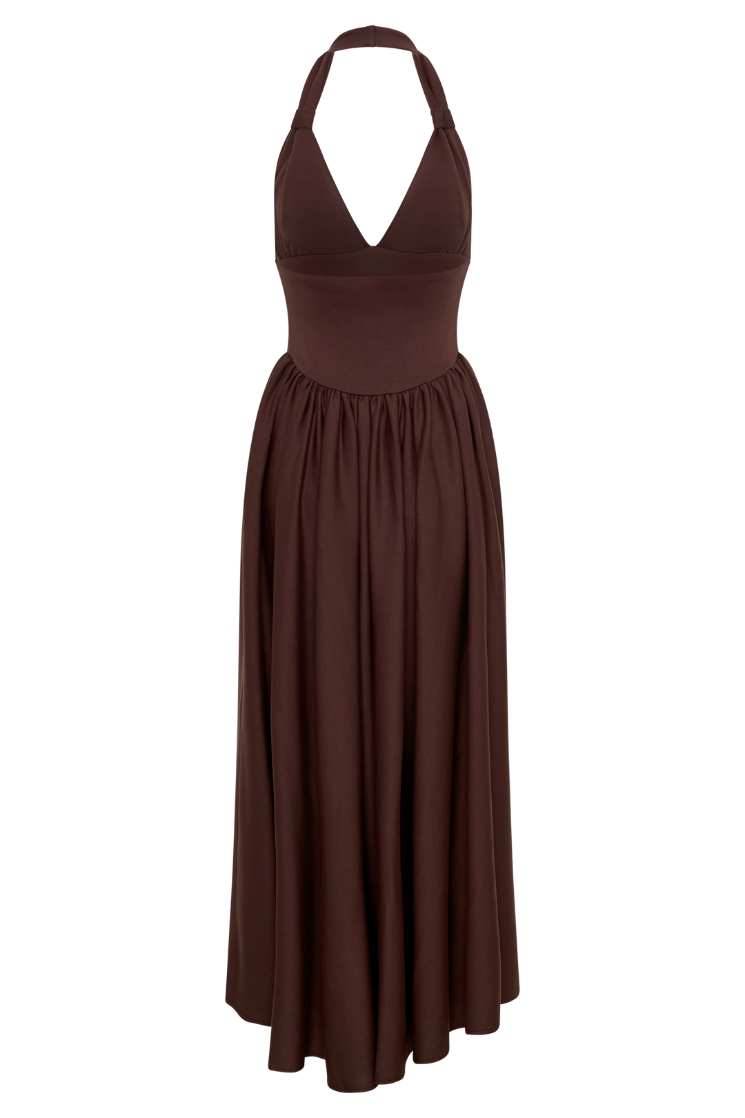 Angelina Scuba Halter Midi Suknelė - Šokoladas