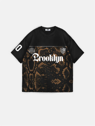 Didelis Brooklyn marškinėliai - Juodi ir Rudi