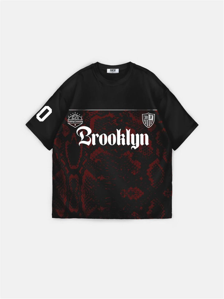 Didelio dydžio Brooklyn marškinėliai - Juodi ir Bordo