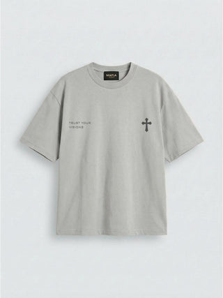 Didelis Kryžiaus T-shirt - Pilkas