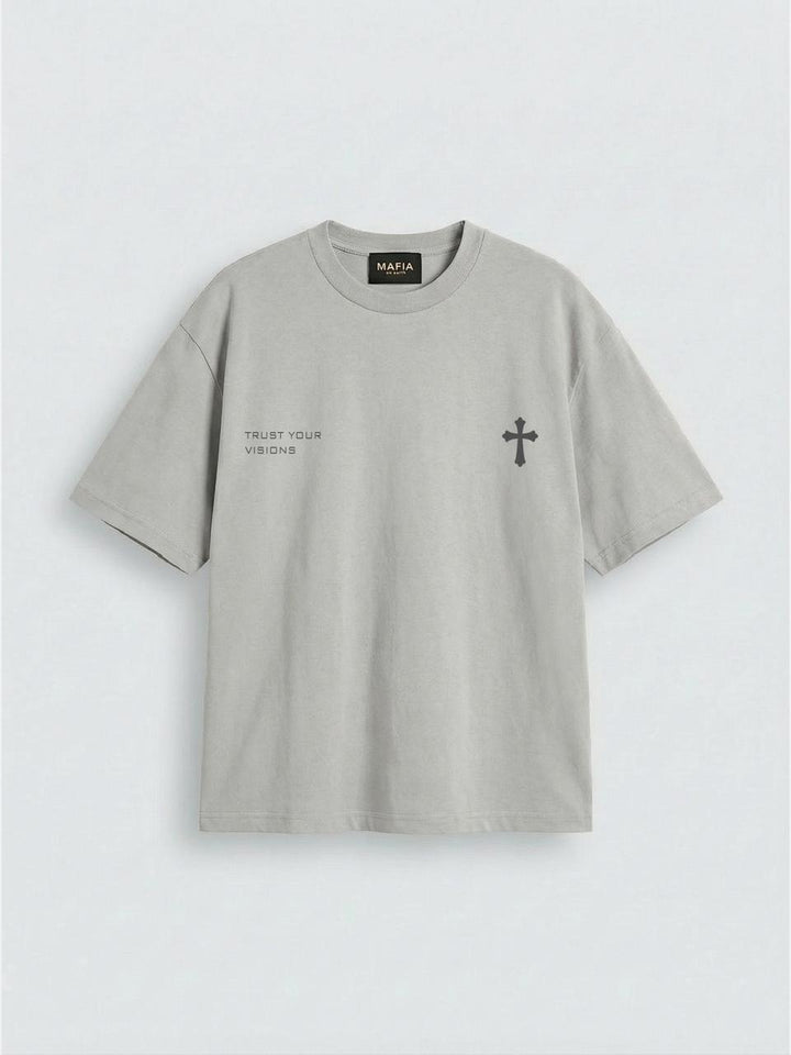 Didelis Kryžiaus T-shirt - Pilkas