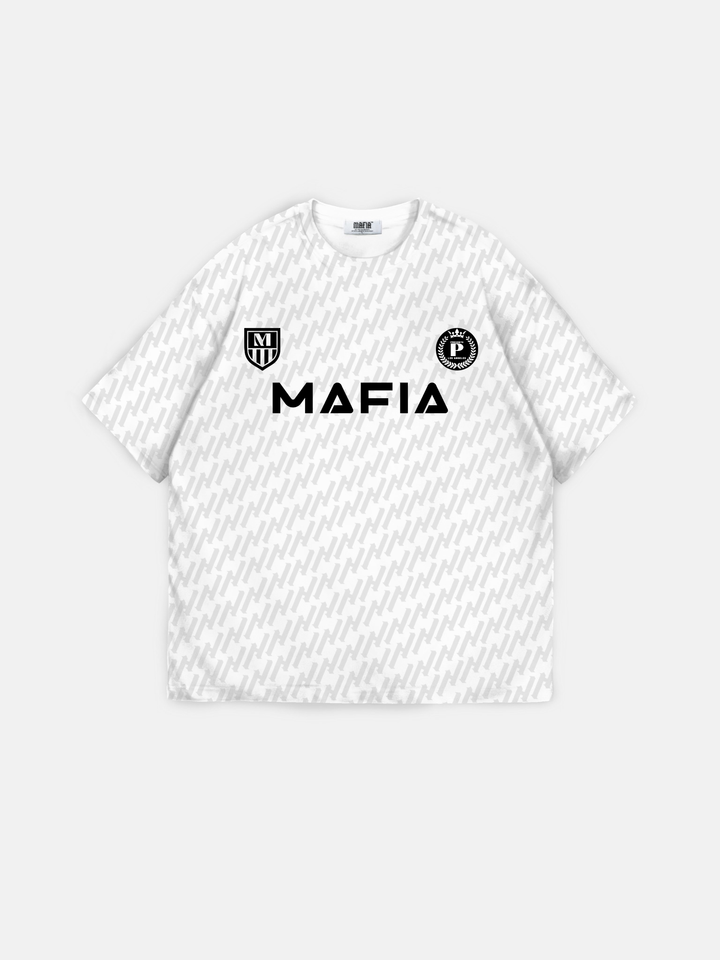 Oversize Mafia Trikot T-Shirt - Baltas