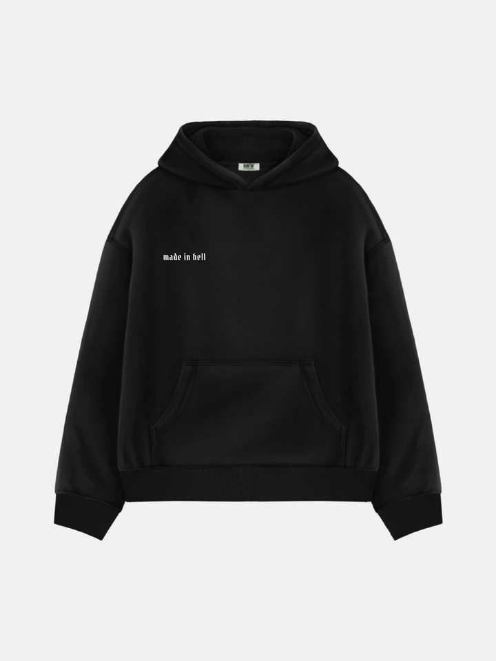 Oversize Pagaminta Pragarą Hoodie - Juoda