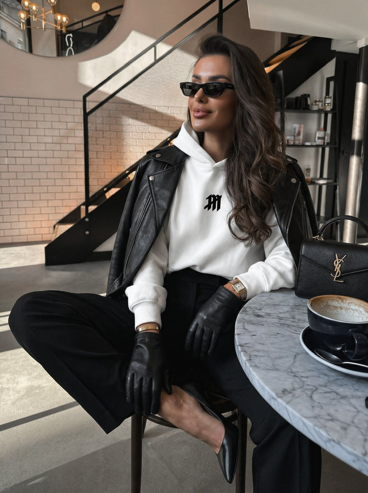 Didelis Pelės Hoodie - Balta