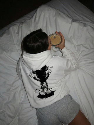 Didelis Pelės Hoodie - Balta